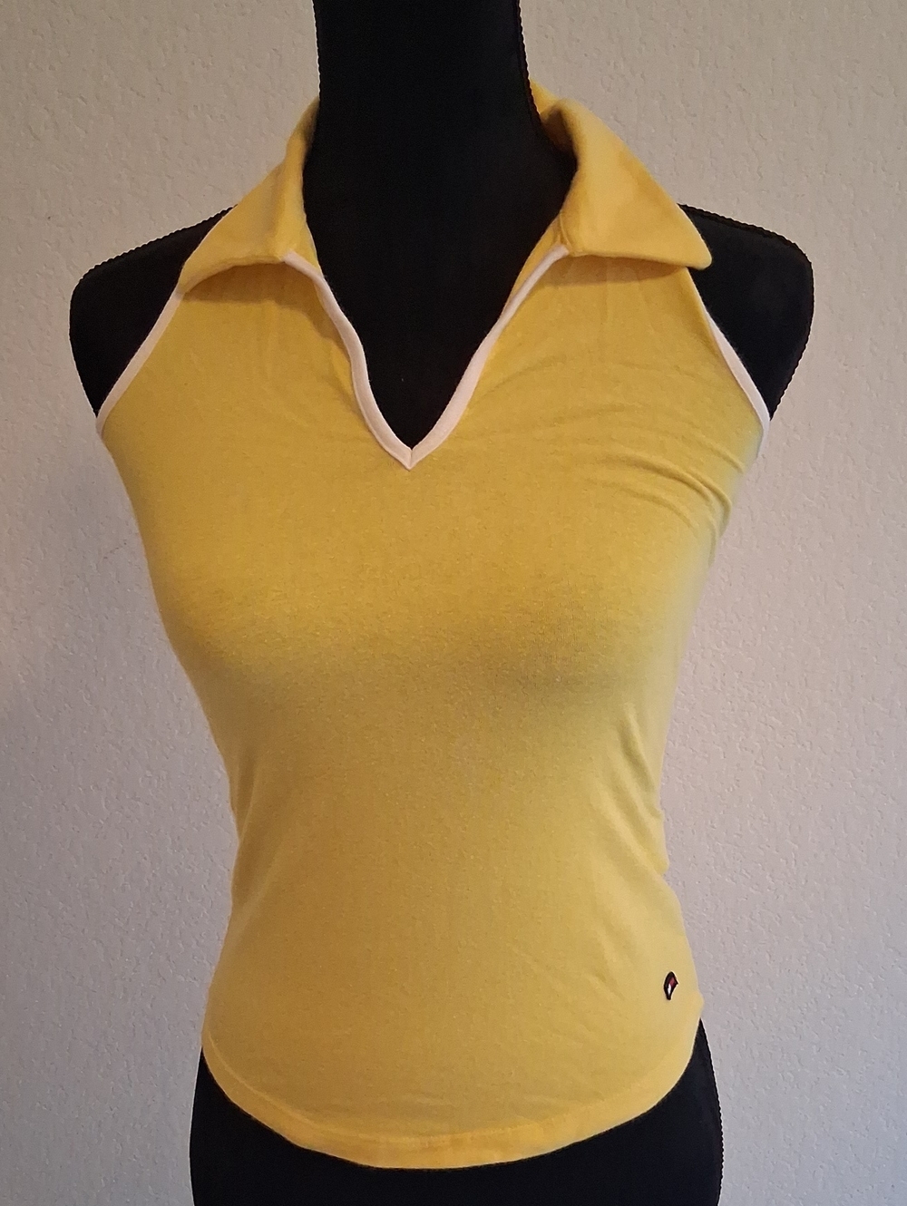 Tommy Hilfiger Yellow Sleeveless Polo Tank with White Trim